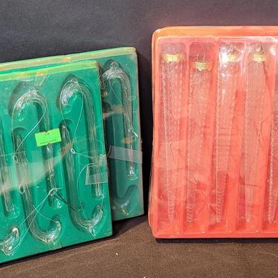 Vintage Glass Candy Cane and Icicle Ornaments