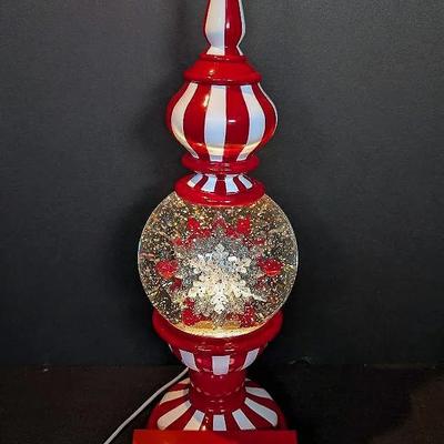 Winter Lane Red and White Light Up Musical Snowflake Snowglobe