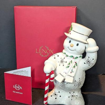 Lenox Happy Holly Days Light Up Snowman Figure with Candy Cane
