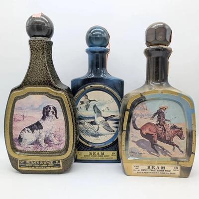 3 Jim Beam Bottles | Springer Spaniel Beam's Choice | The Red Head 10 Year | The Cowboy 10 Year