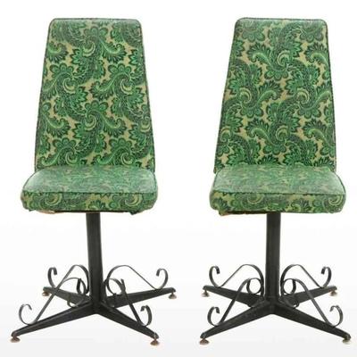 Pair Of Funky Vintage Vinyl Paisley Dinette Chaires
