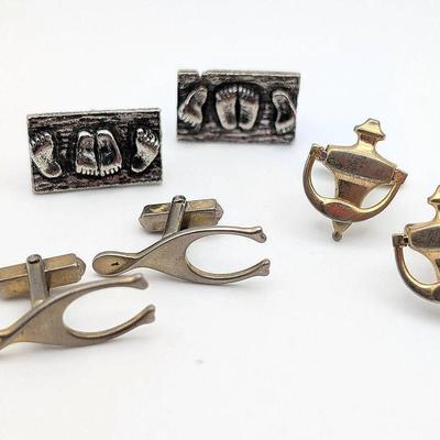 Cufflink Collection | 3 Pairs of Vintage Cufflinks | Naughty Feet | Wishbones | Doorknockers 