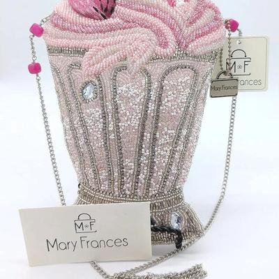 New Mary Frances "Shake It Up" Beaded Milkshake Theme Purse With Dustbag