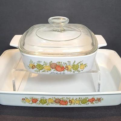 Vintage Corningware L'Echalote Spice of Life | 1 Quart Dish w/Lid | Casserole