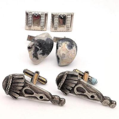 Cufflink Collection | 3 Pairs of Vintage Cufflinks | Made in Haiti | Agate