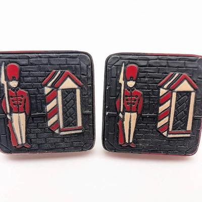 Cufflink Collection | One Pair of Vintage Cufflinks with British Royal Guard and Guard House Motif