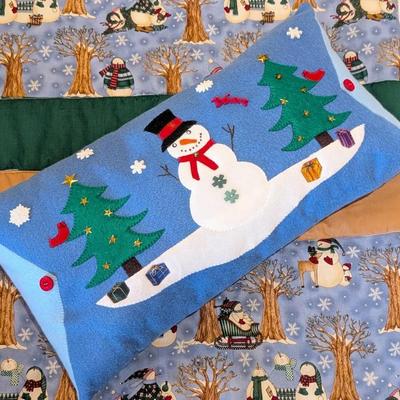 Snowman Throw Blanket and Snowman Accent Pillow
