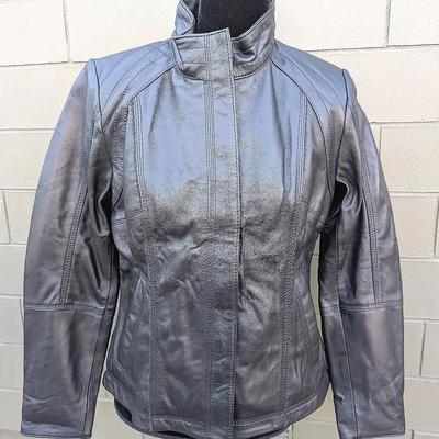 New With Tags Black Leather Zip Up Jacket