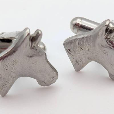Cufflink Collection | One Pair of Silver Tone with Horse Head Equestrian Motif