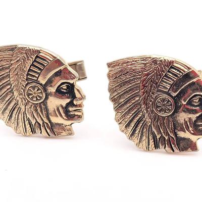 Cufflink Collection | One Pair of Vintage Cufflinks with Native American Chief Motif