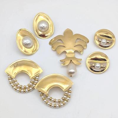Sutton Hoo Fleur de Lis Pin and 3 Pair of Pierced Earrings