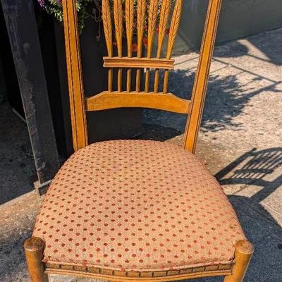 Side Chair Made in Italy with Upholstered Seat and Carving Details