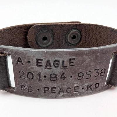 Leather and Metal American Eagle Badge Bracelet