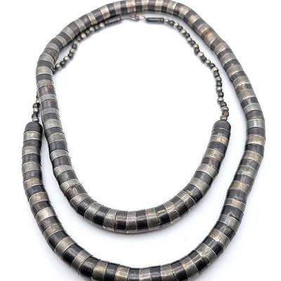 Black and Silver Snake Coil Necklace