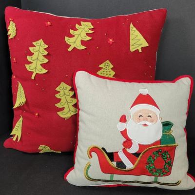 2 Christmas Pillows | Christmas Trees | Santa Claus