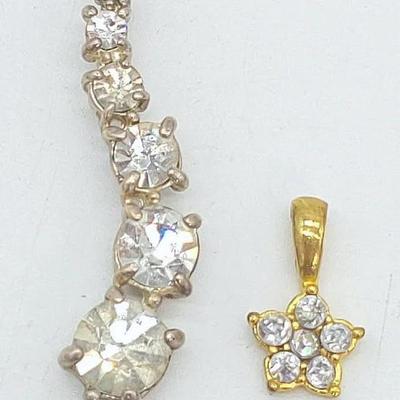 Two Rhinestone Pendants | Journey Style Silver Tone | Small Gold Tone Star