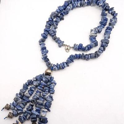 Sodalite Chip Necklace with Tassel