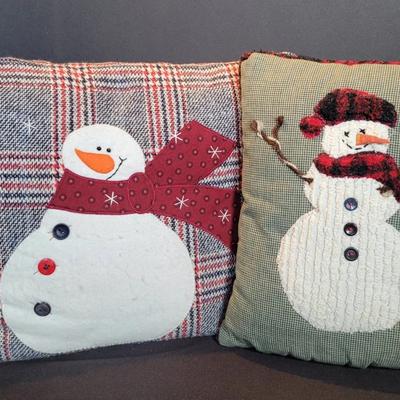 2 Snowman Decorative Accent Pillows 