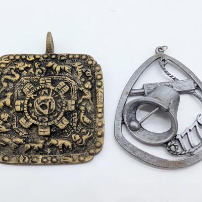 Two Vintage Pendants | Tibetan Zodiac | Liberty Bell
