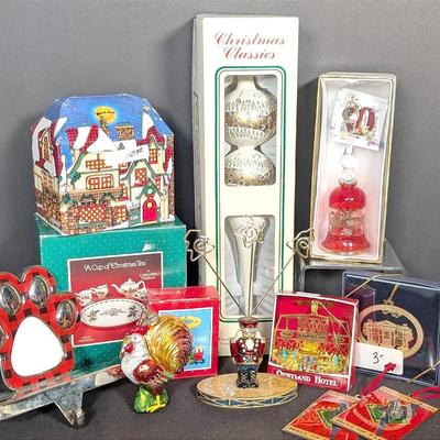 Misc. Christmas Decor Lot | Glass Tree Topper | Christopher Radko Ornament | Glass Bell & More
