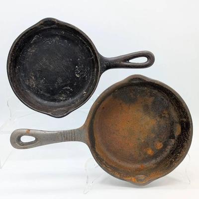 Two Cast Iron Pans | Benjamin & Medwin | Unmarked #3