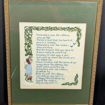 Framed Somewhere Over the Rainbow Wizard of Oz Needlepoint