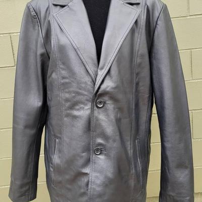 Men's Black Leather Blazer New With Tags Size L