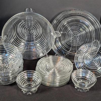 Achor Hocking Manhattan Clear Depression Glass Set | Bowls | Dessert Plates | Salad Bowl & More