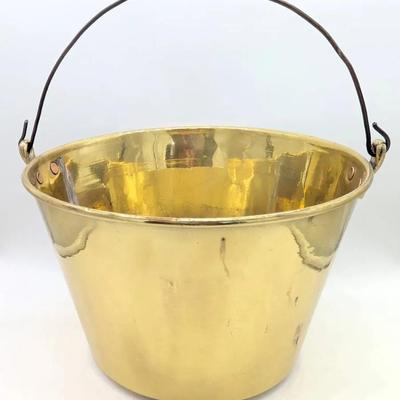Antique Brass Apple Butter Bucket by H.W. Haydens The Asonia Brass Co.