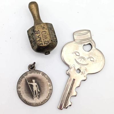 Misc. Items | American Tourister Key | Rhode Island Bicentennial Sterling Pendant | Dreidel