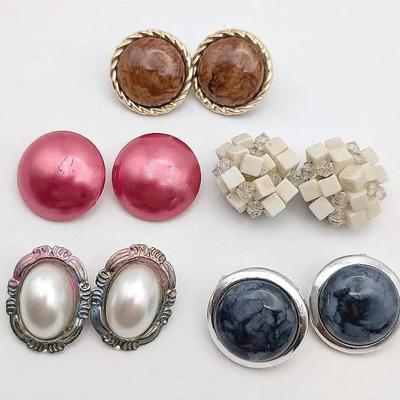 5 Pairs of Vintage Clip-On Earrings | One Pair Marked W Germany