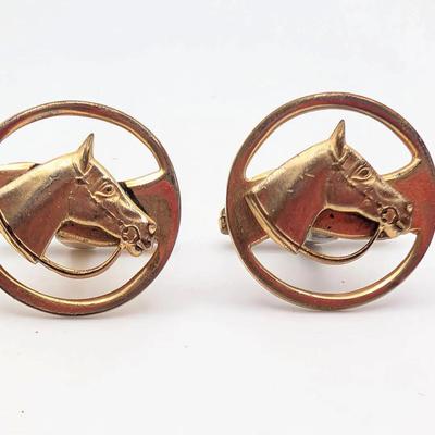 Cufflink Collection | One Pair of Manleigh Gold Tone Horse Head Cufflinks