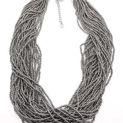 Talbots Multistrand Silver Seed Bead Necklace