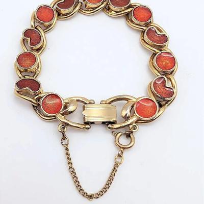 Vintage Gold Tone and Orange Florenza Bracelet