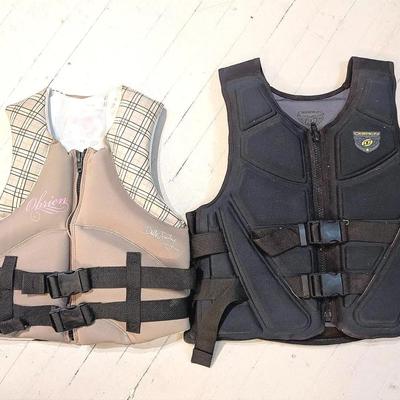 2 Life Vests/Life Jackets by Obrien | Black Adult XL | Tan Ladies M