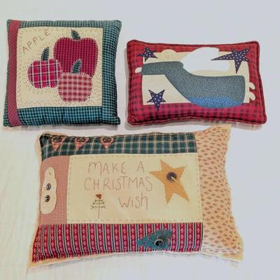3 Decorative Folk Art Accent Pillows