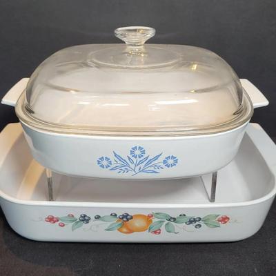 2 pieces of Vintage Corningware | A-10 Cornflower | Abundance Casserole 