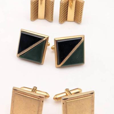 Cufflink Collection | 3 Pairs of Vintage Goldtone Cufflinks | All By Swank