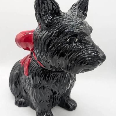 Scotty Dog Cookie Jar with Big Red Bow