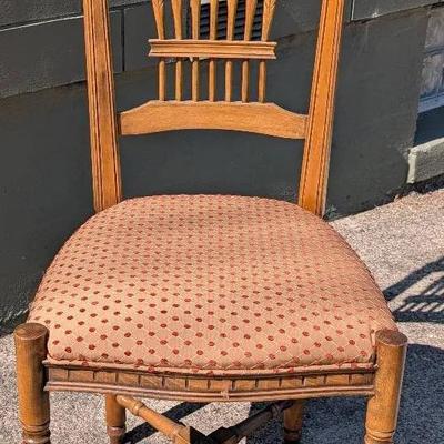 Side Chair Made in Italy with Upholstered Seat and Carving Details