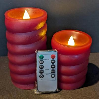 Home Reflections Dark Red Flameless Candles with Remote