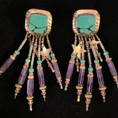 Tabra Turquoise Amethyst 14k Gold Filled, Earrings 