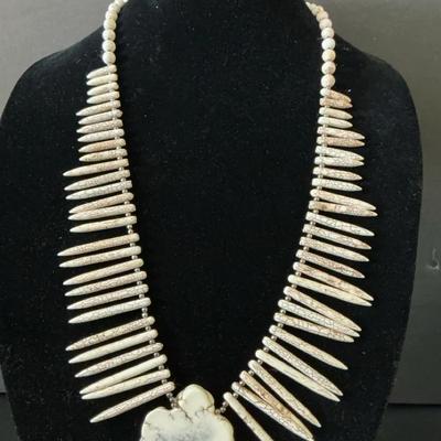 Sterling Silver Statement Howlite Necklace 