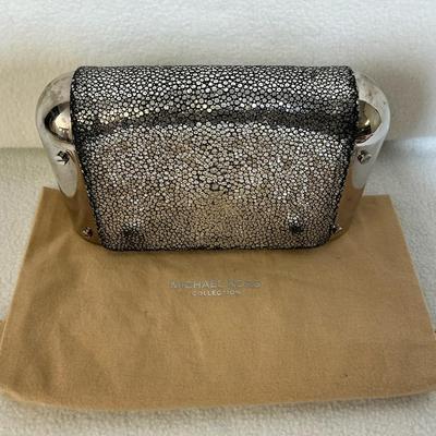Michael Kors, Futuristic Stringray Leather & Chrome Clutch Handbag 