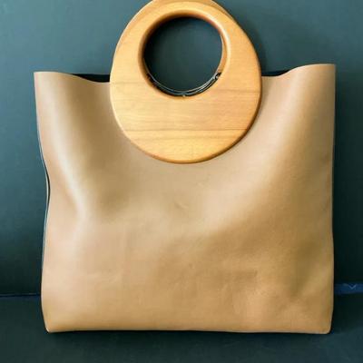 Micheal Kors Collection Summerset Wooden Handle Leather Tote