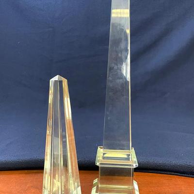 Glass Crystal Obelisks, Tiffany And Co, 2pcs