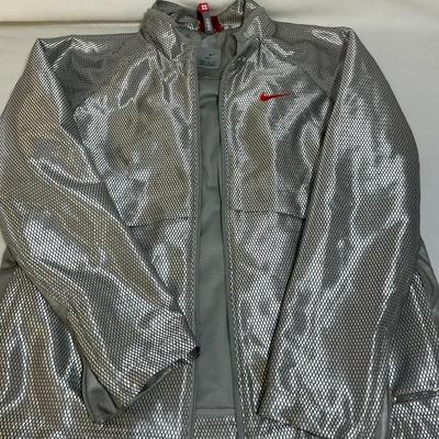 Nike Dri Fit Silver Metallic Track Jacket, Vintage 