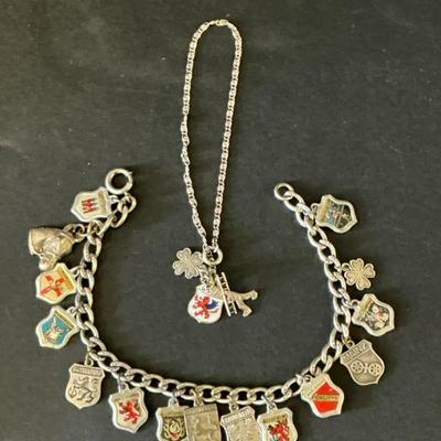 Sterling & “800” Silver Charm Bracelets, Vintage 
