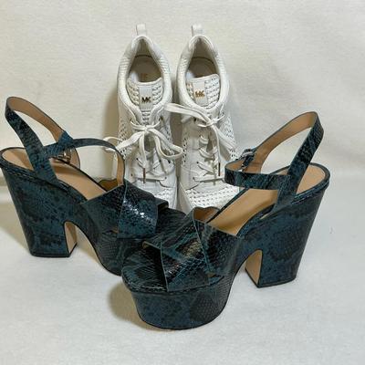 Michels Kors: Divia Platform Heels & Georgie Woven Leather Trainers