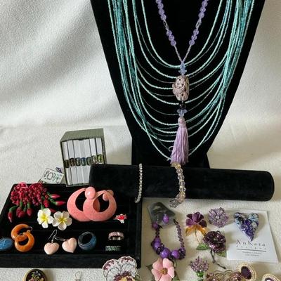 Colorful Assorted Jewelry with Cloisonné & Gemstones